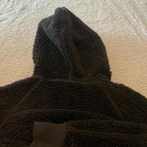 Lululemon Womens Black Scuba Oversized Sherpa Wool Blend 1/2 Zip Hoodie Size M/L - Picture 7 of 11